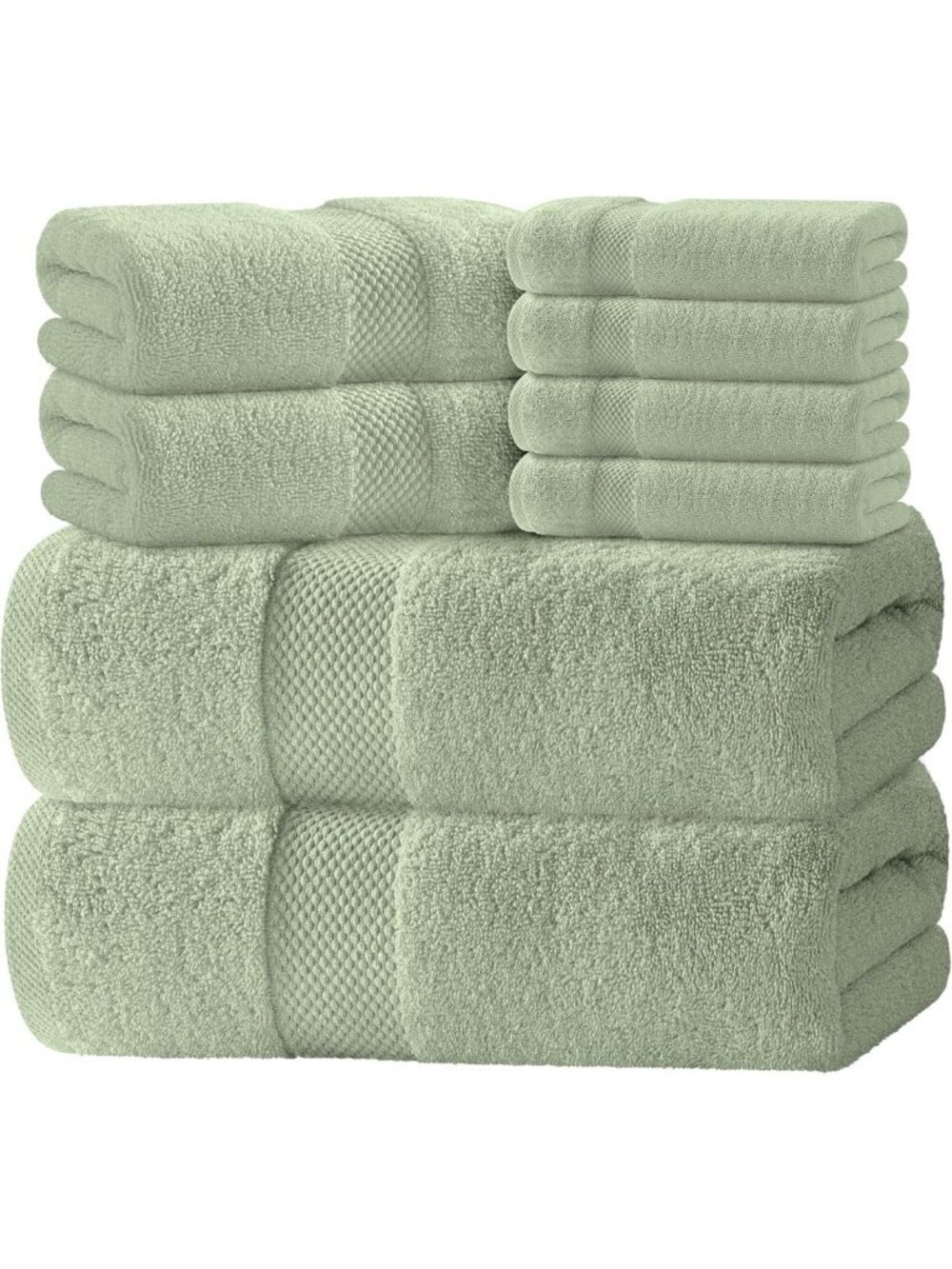Luxury Mint Green Bath Towel Set of 8 - Soft, Absorbent 100% Turkish Cotton
